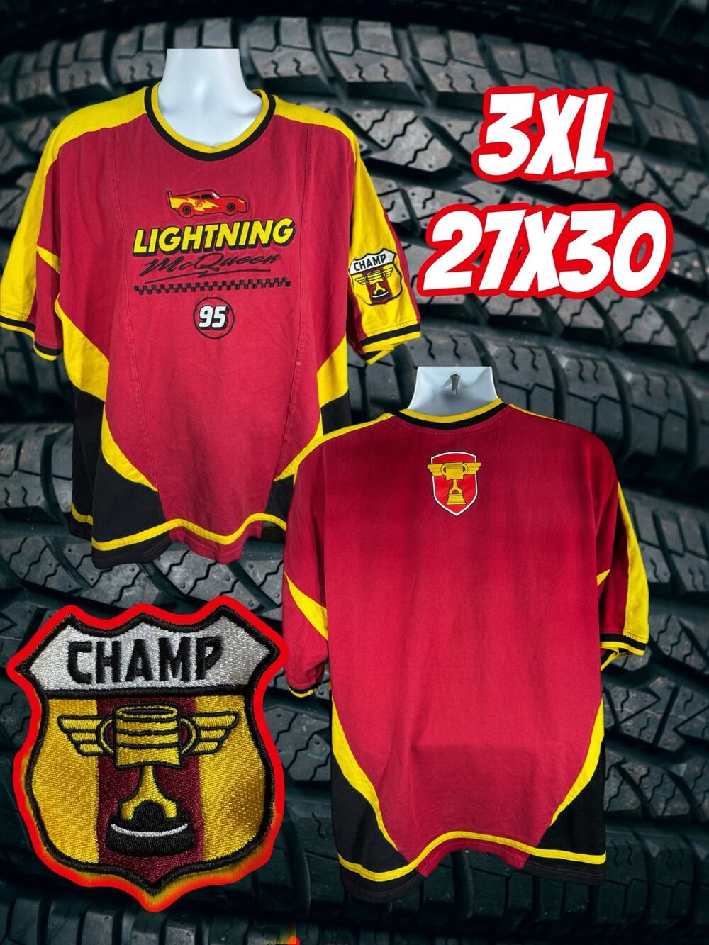 Pixar Cars Men's 3XL 27x30 Boxlunch Lightning McQueen Heavyweight Tshirt